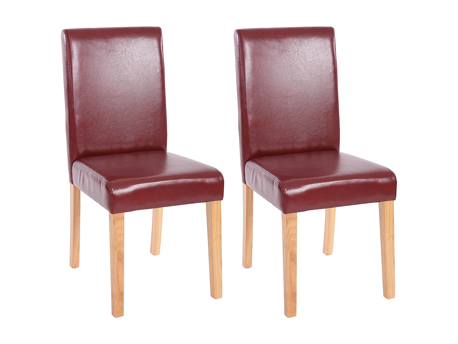 Chaise de salle à manger Littau similicuir (lot de 2),  simili-cuir, brun rouge, pieds clairs
