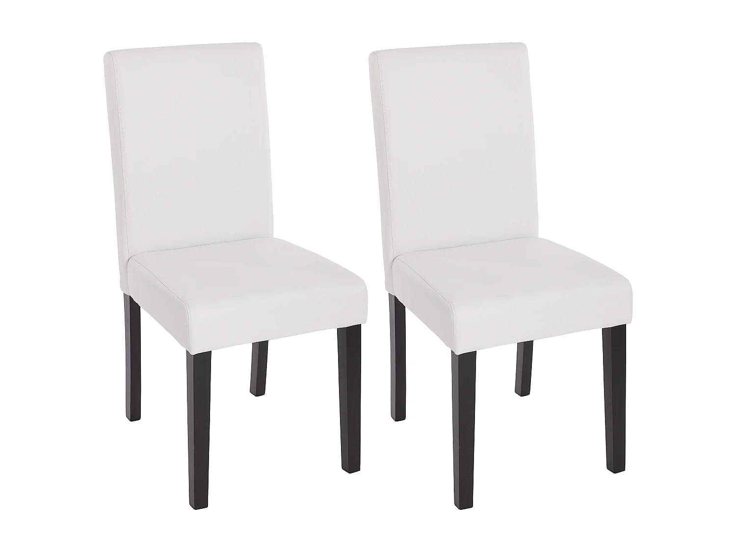 Chaise de salle à manger Littau similicuir (lot de 2),  simili-cuir, blanc mat, pieds foncés