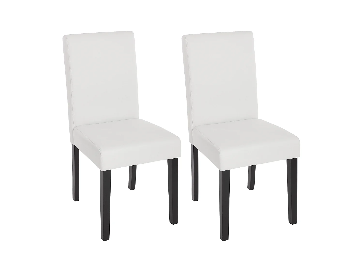 Silla de comedor Littau piel sintética lote de 2,  polipiel, blanco mate, patas oscuras