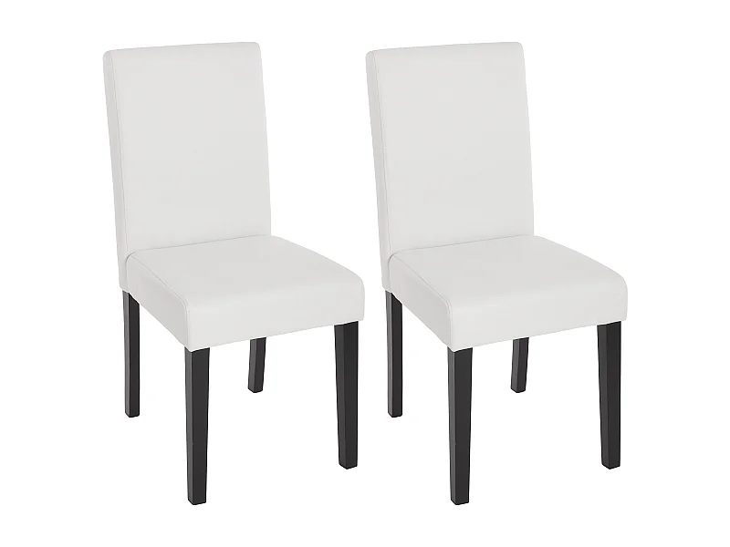 Chaise de salle à manger Littau similicuir (lot de 2),  simili-cuir, blanc mat, pieds foncés