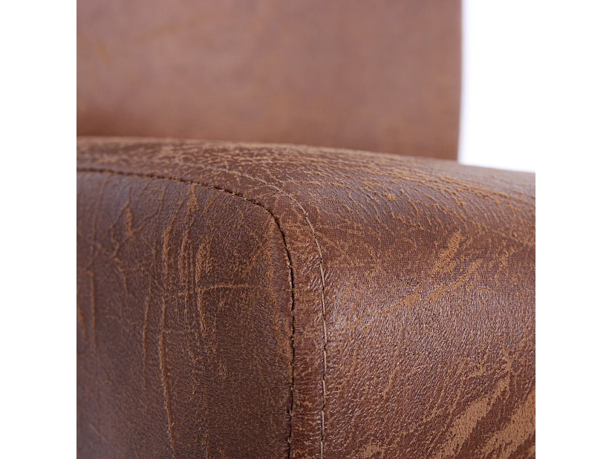 Chaise de salle à manger Littau similicuir (lot de 2),  simili-cuir, aspect daim marron, pieds foncés