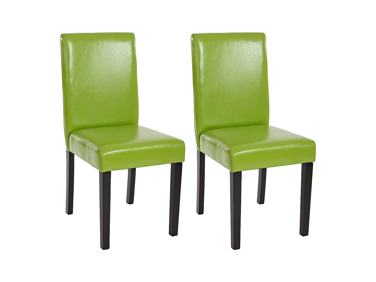 Chaise de salle à manger Littau similicuir (lot de 2),  simili-cuir, vert, pieds foncés