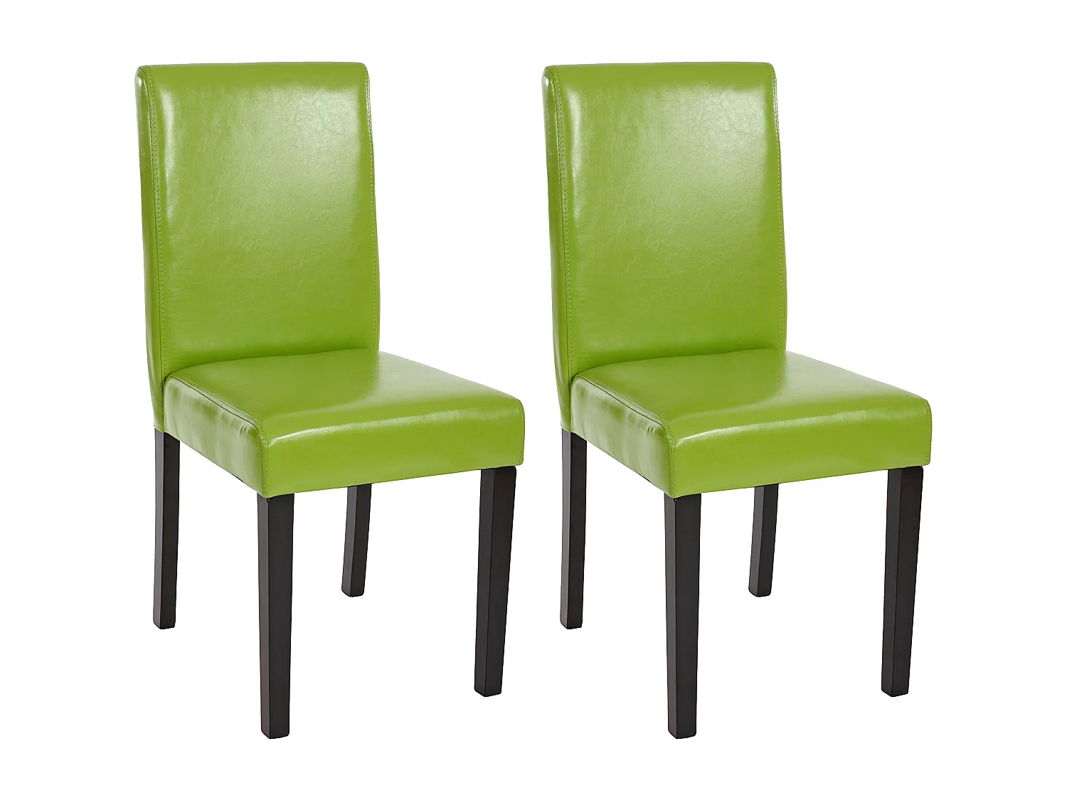 Chaise de salle à manger Littau similicuir (lot de 2),  simili-cuir, vert, pieds foncés
