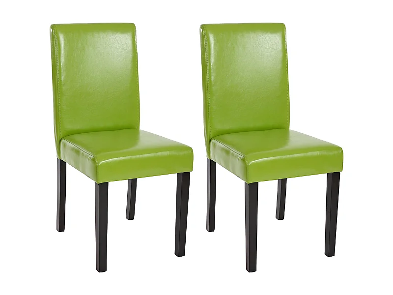 Chaise de salle à manger Littau similicuir (lot de 2),  simili-cuir, vert, pieds foncés