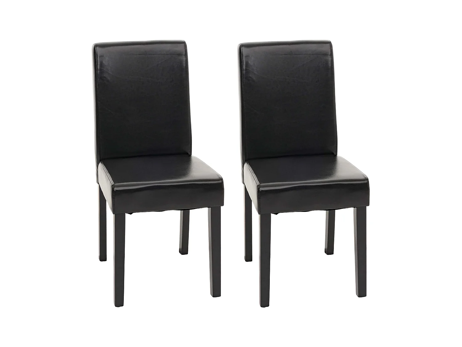 Chaise de salle à manger Littau similicuir (lot de 2),  simili-cuir, noir, pieds foncés