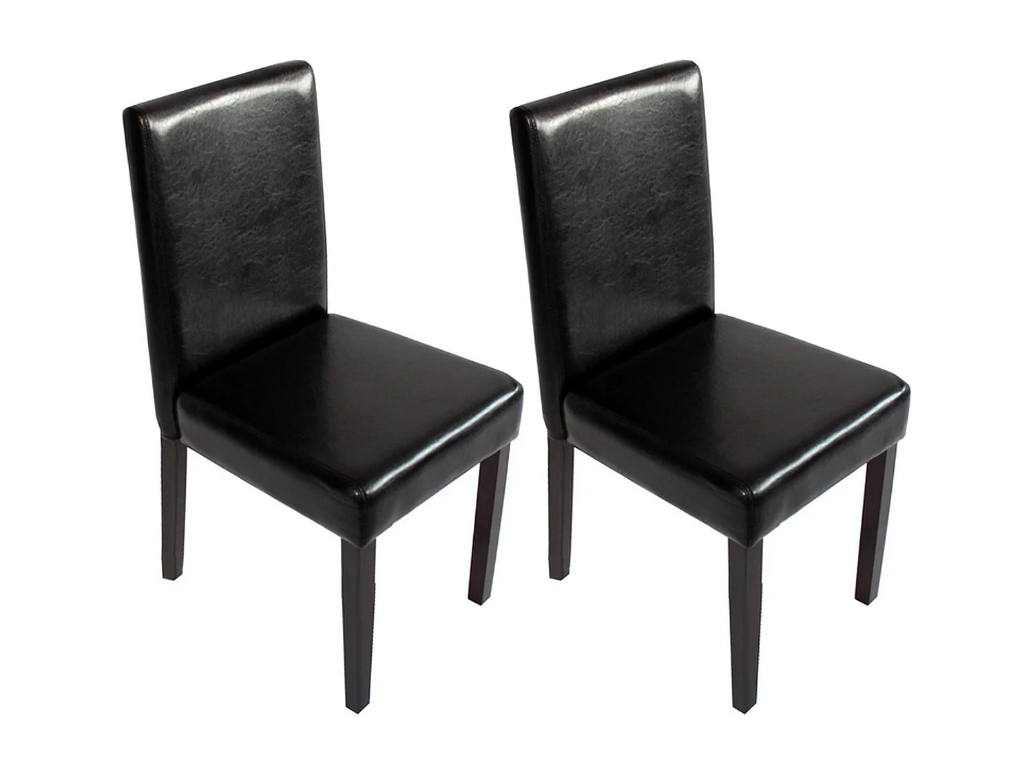 Chaise de salle à manger Littau similicuir (lot de 2),  simili-cuir, noir, pieds foncés