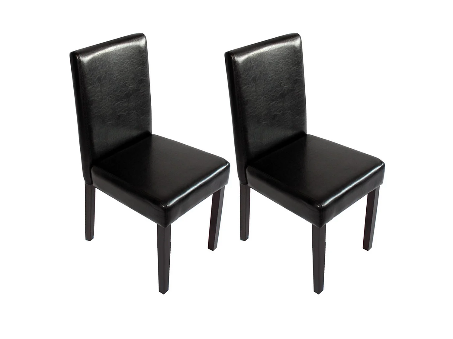 Chaise de salle à manger Littau similicuir (lot de 2),  simili-cuir, noir, pieds foncés