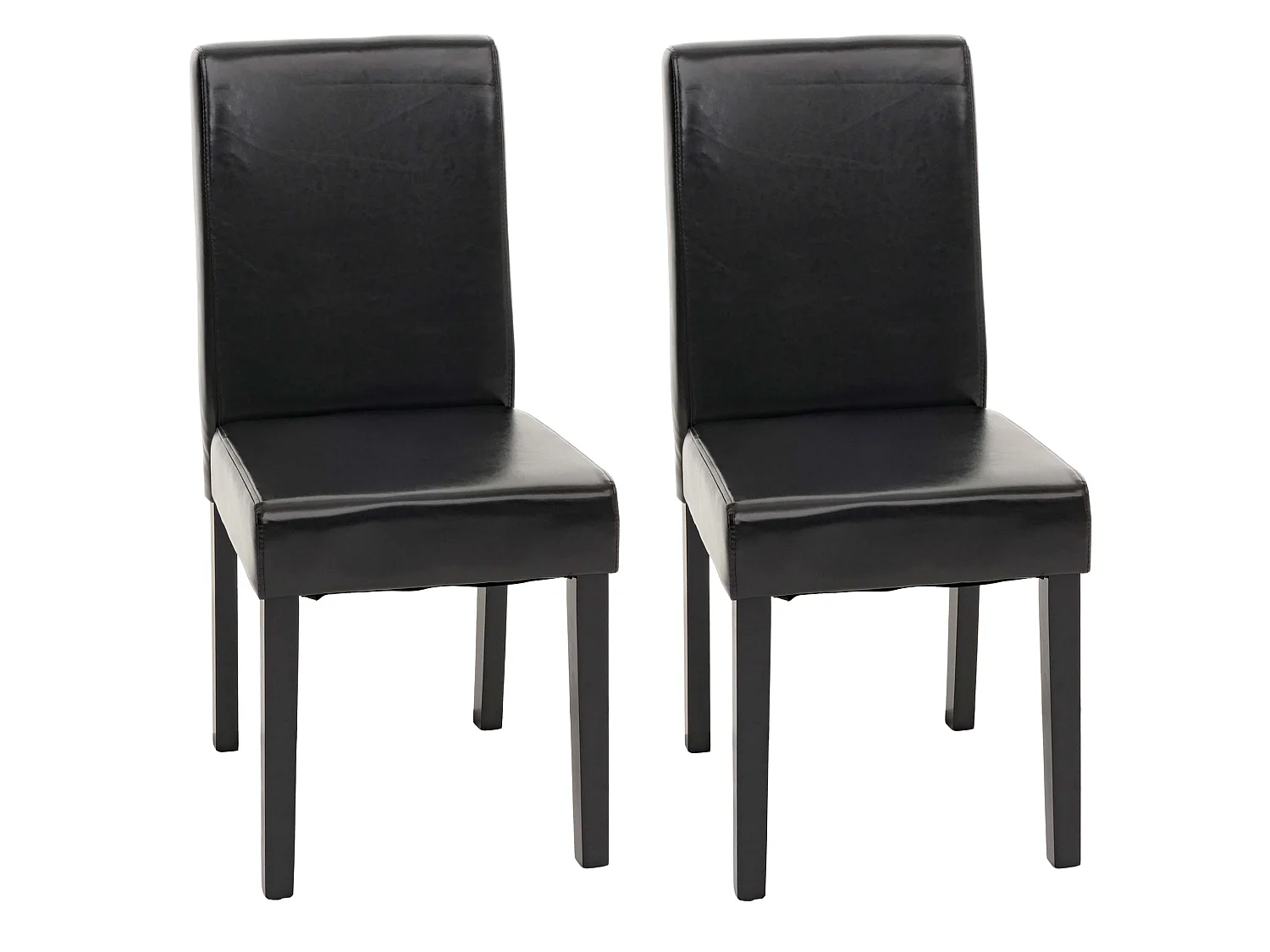 Chaise de salle à manger Littau similicuir (lot de 2),  simili-cuir, noir, pieds foncés