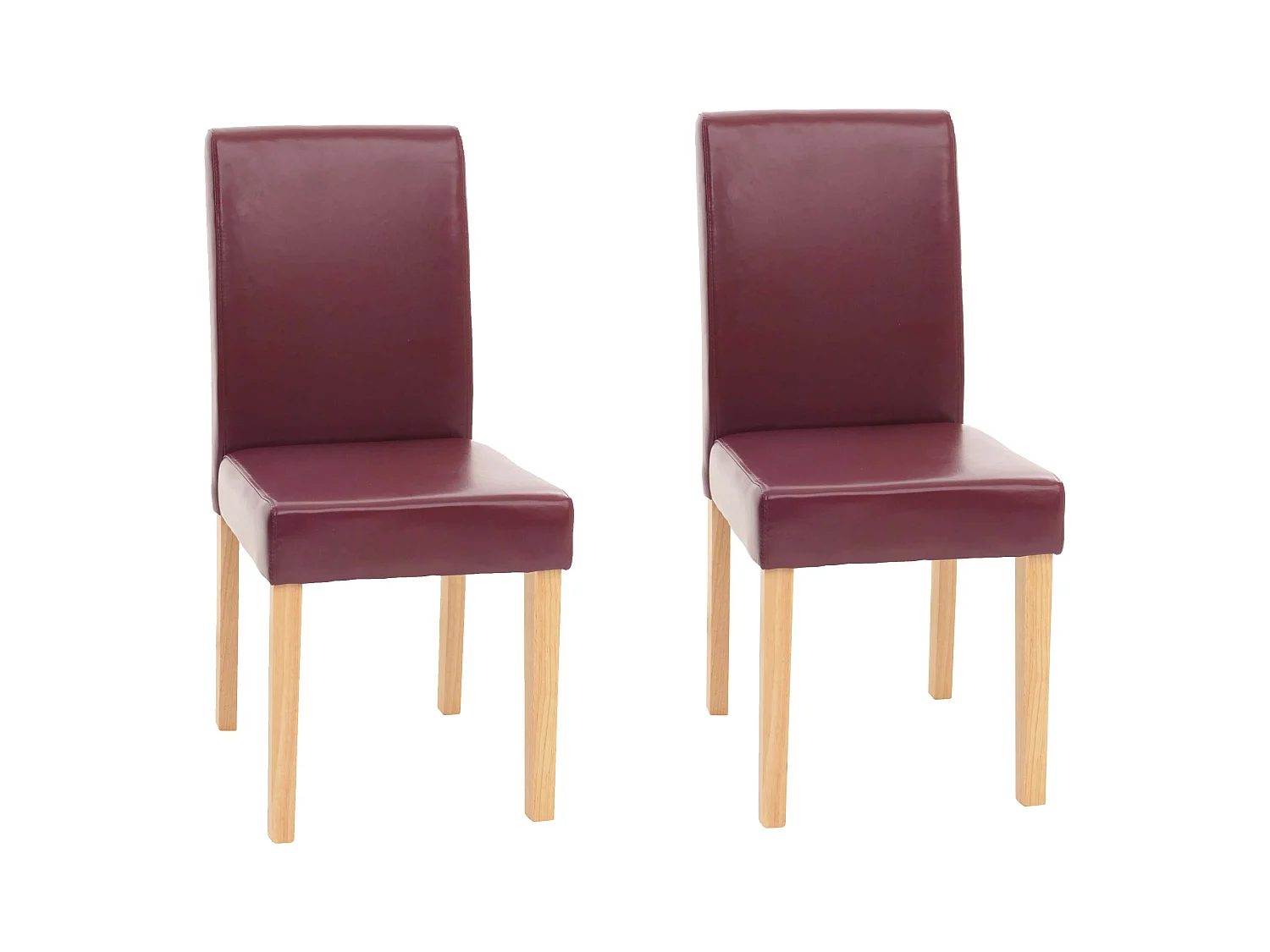 Chaise de salle à manger Littau similicuir (lot de 2),  simili-cuir, rouge, pieds clairs