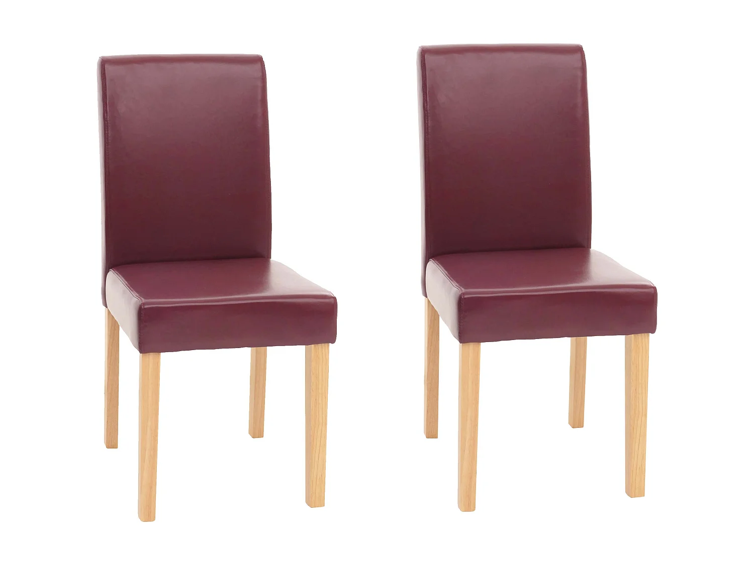 Esszimmerstuhl Littau Kunstleder 2er-Set, Kunstleder, rot, helle Beine