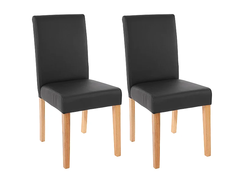 Esszimmerstuhl Littau Kunstleder 2er-Set, Kunstleder, schwarz matt, helle Beine