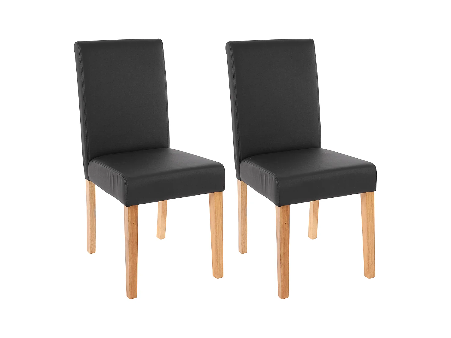 Chaise de salle à manger Littau similicuir (lot de 2),  simili-cuir, noir mat, pieds clairs