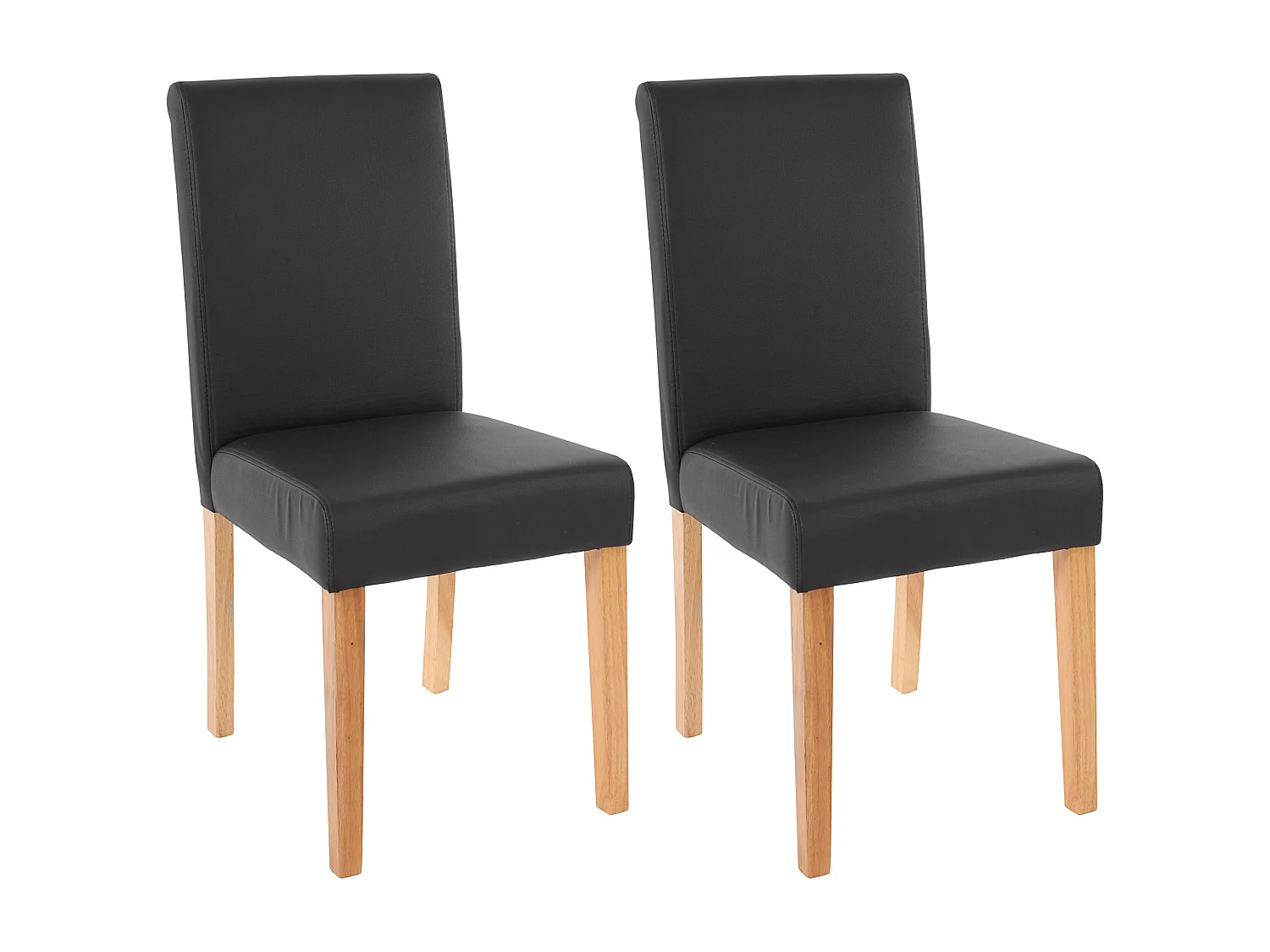 Zestaw 2 krzeseł do jadalni Littau ze sztucznej skóry,  imitacja skóry, czarny mat, jasne nogi