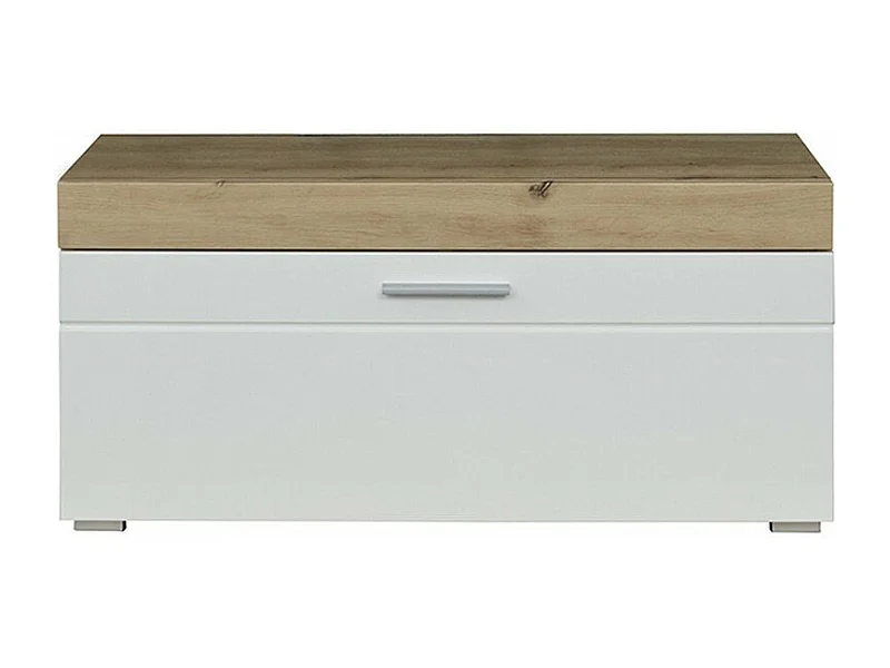 Kelia 91 cm glanzend wit en licht eiken 1-deurs schoenenkast