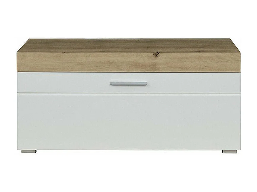 Kelia 91 cm glanzend wit en licht eiken 1-deurs schoenenkast