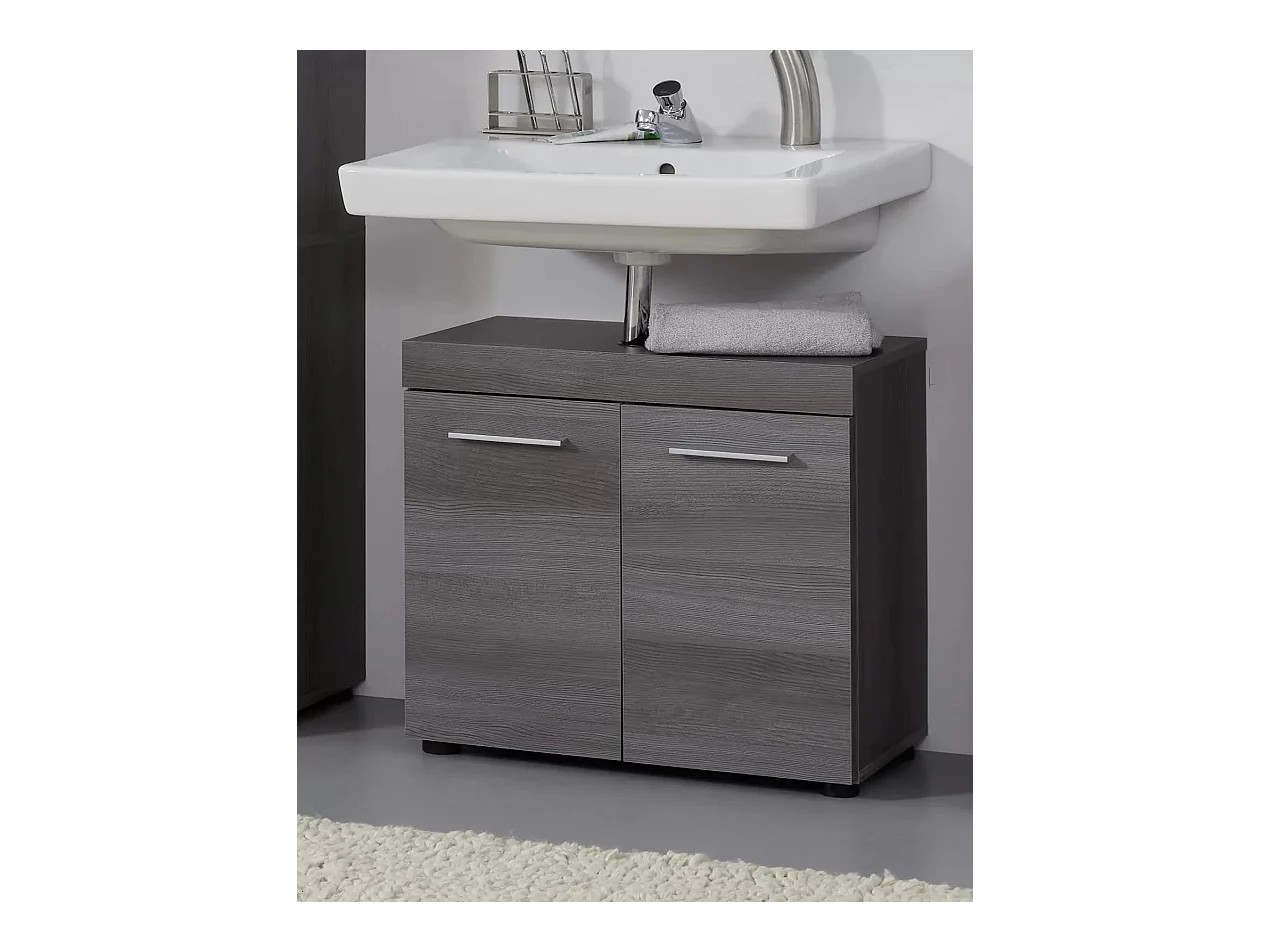 Ensemble meuble salle de bain 4 pièces mélaminé chêne foncé Rune