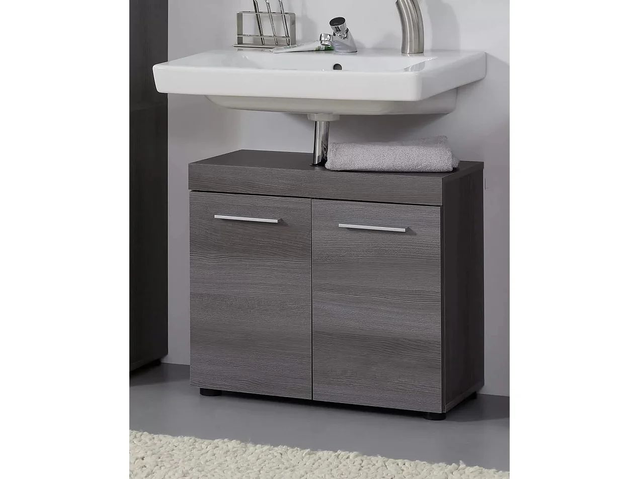 Ensemble meuble salle de bain 4 pièces mélaminé chêne foncé Rune