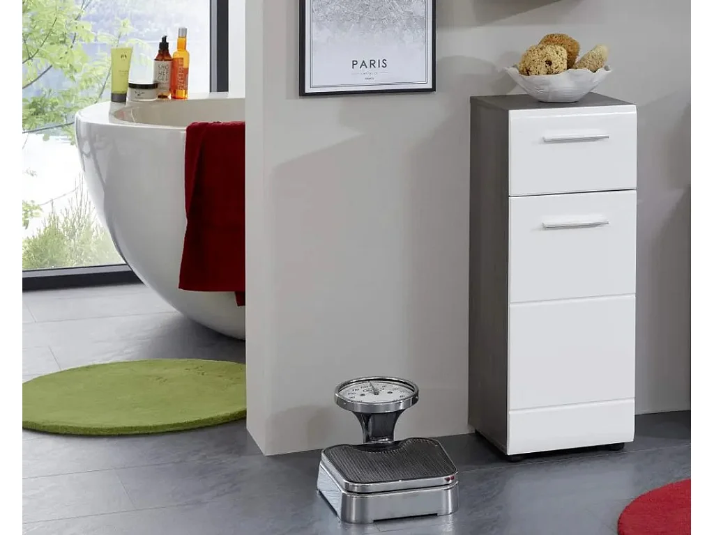 Ensemble meuble de salle de bain 5 pièces blanc et gris Bezzi