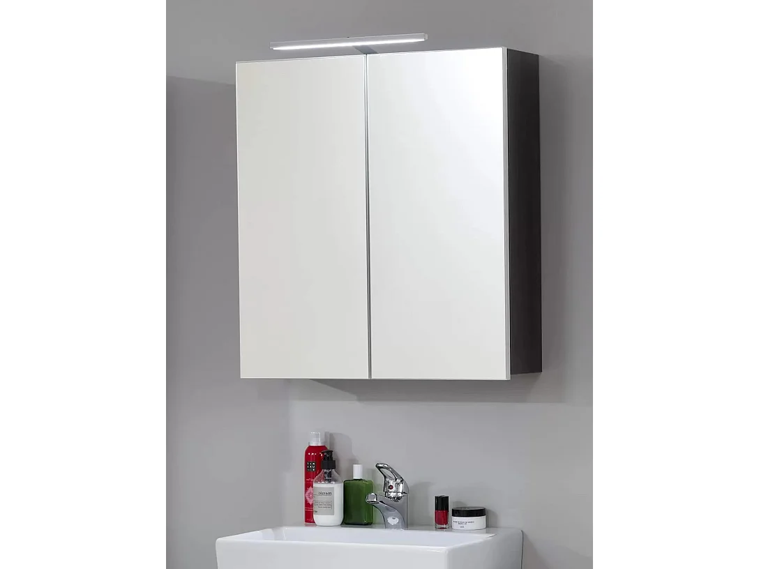 Ensemble meuble de salle de bain 5 pièces blanc et gris Bezzi
