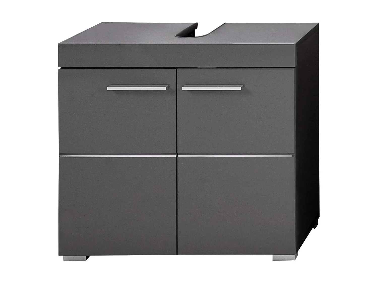 Ensemble meuble de salle de bain avec miroir 2 pièces gris brillant Kelia