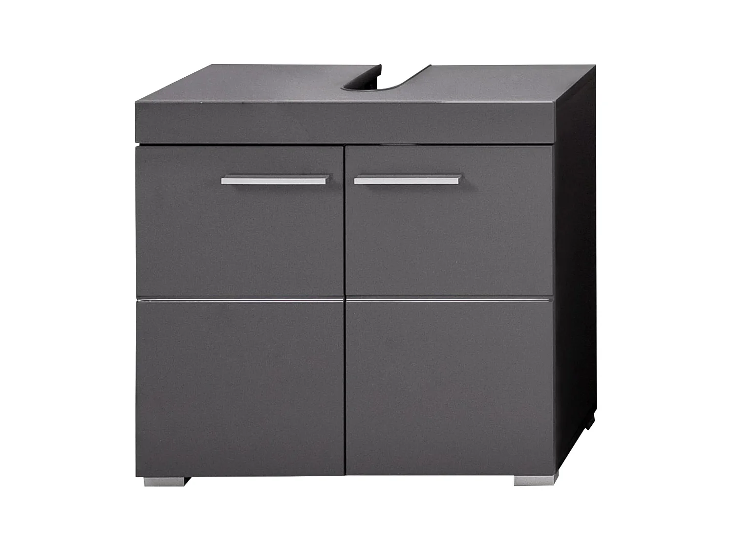 Ensemble meuble de salle de bain avec miroir 2 pièces gris brillant Kelia