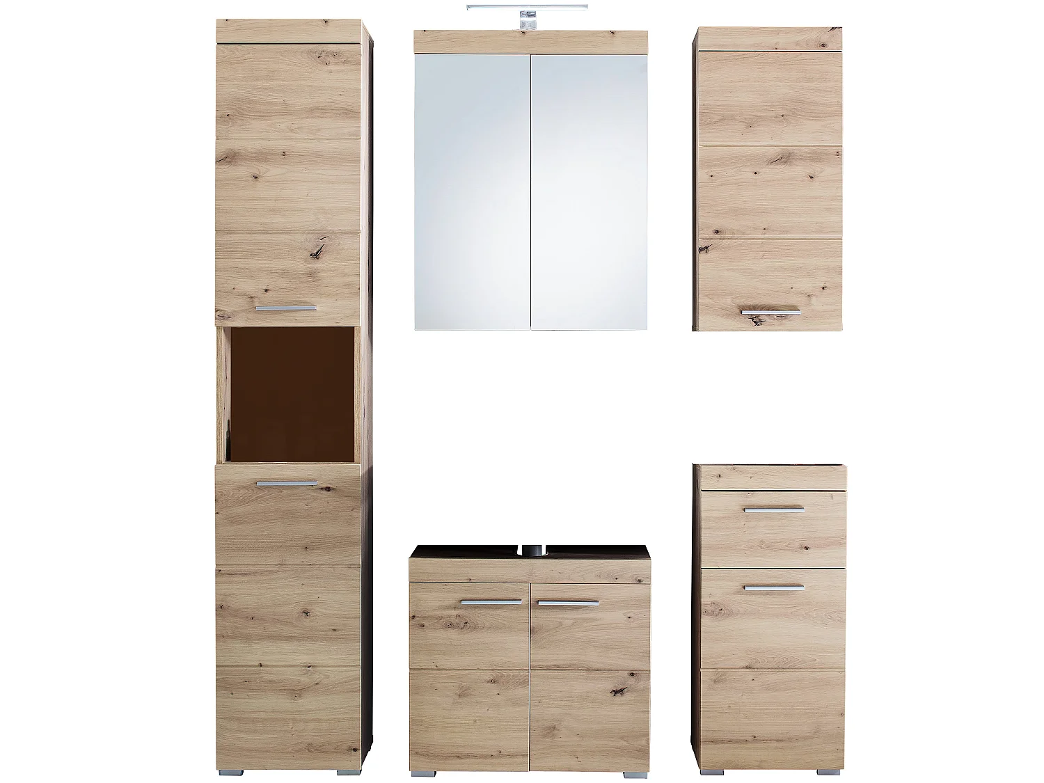 AmandaMandoBea badkamer met spiegelkast incl. verlichting eiken decor.