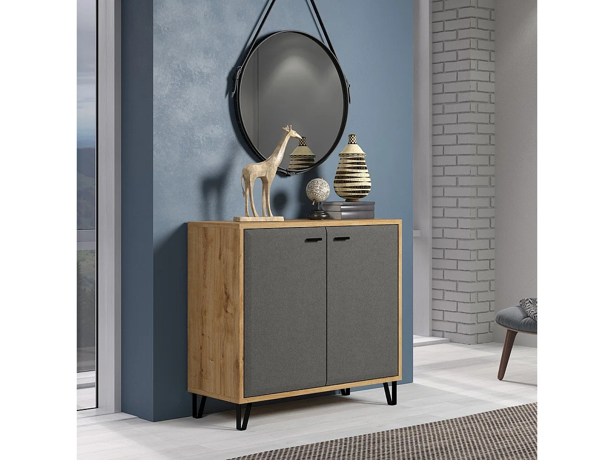 Blanshe Kommode 2 Türen, grau.