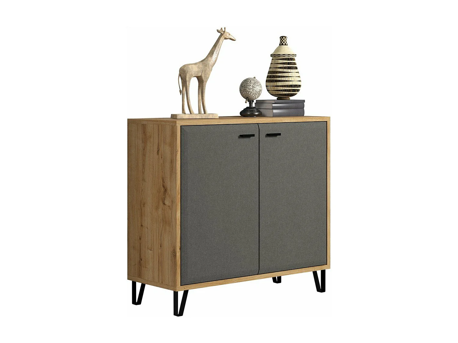 Blanshe Kommode 2 Türen, grau.