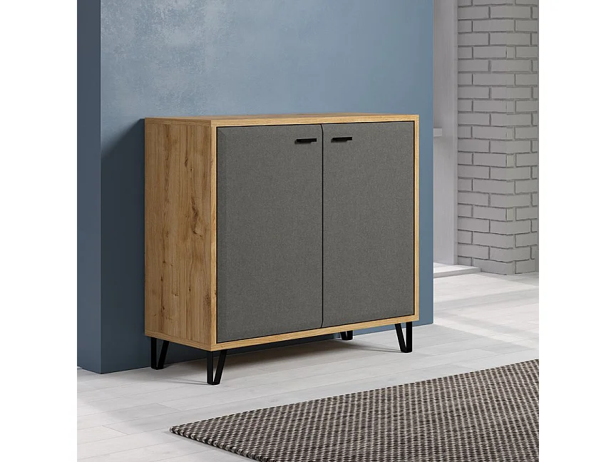 Blanshe Kommode 2 Türen, grau.