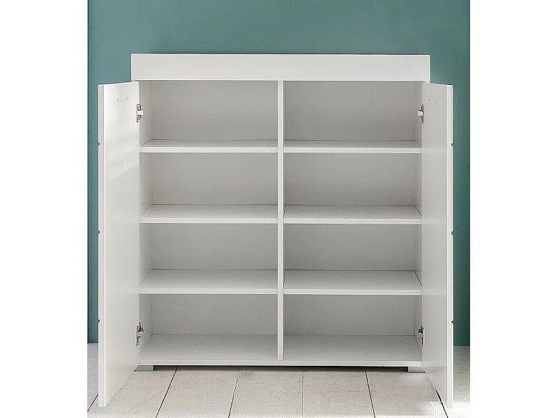 Schoenenkast 2 deuren 6 planken glanzend wit Kelia 91 cm