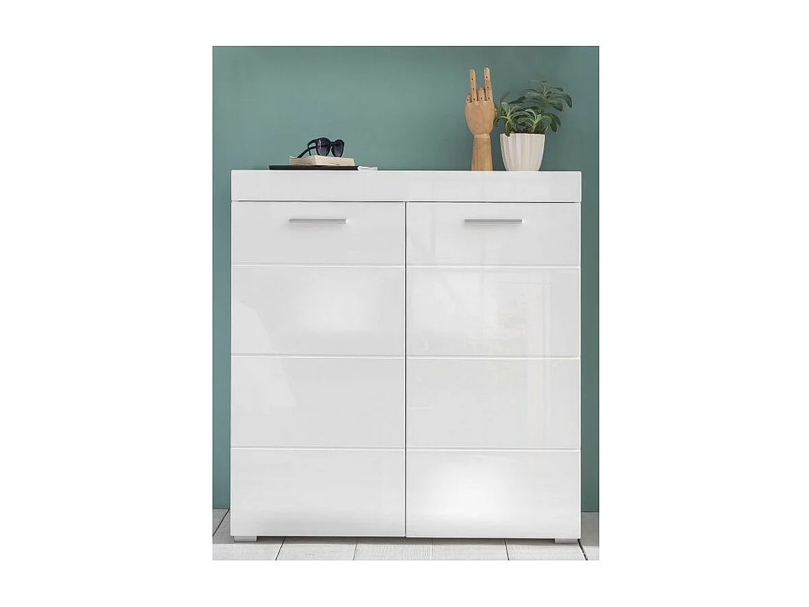 Schoenenkast 2 deuren 6 planken glanzend wit Kelia 91 cm