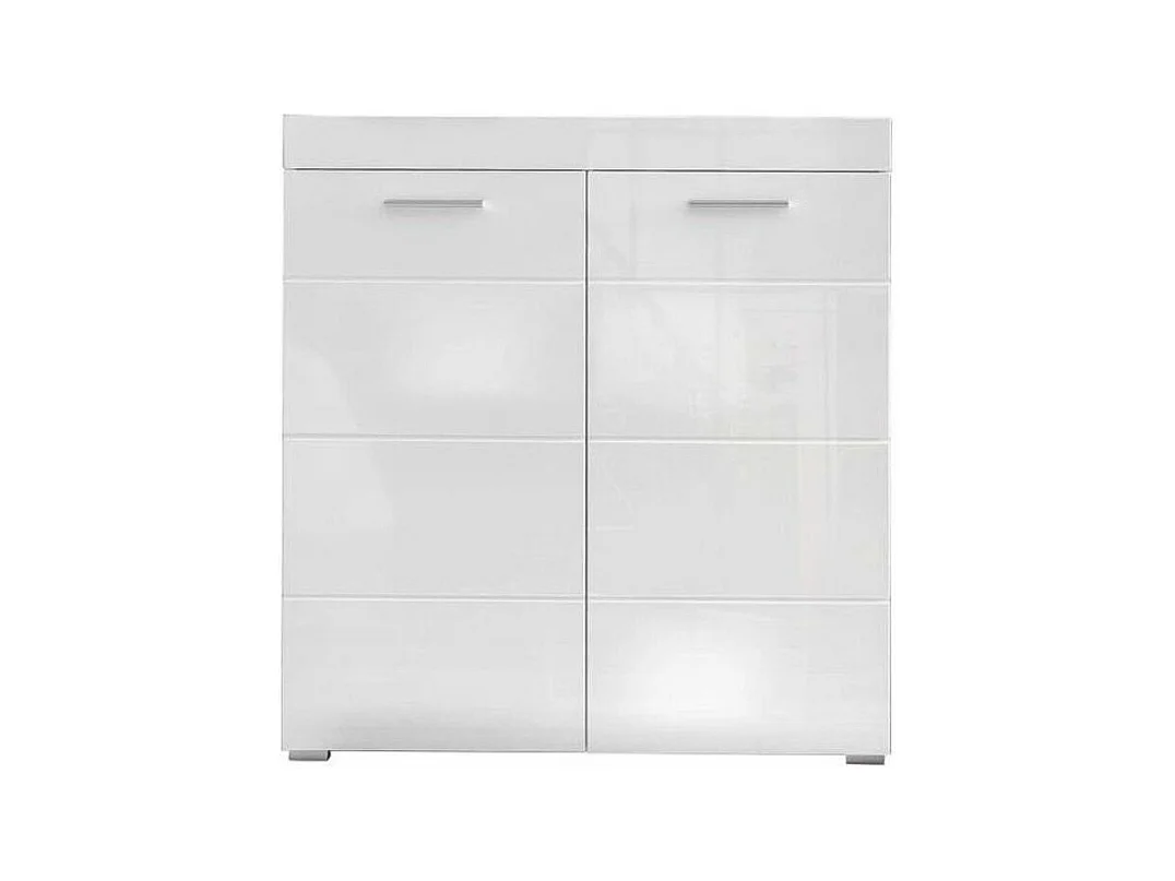 Meuble à chaussures 2 portes 6 étagères blanc brillant Kelia 91cm
