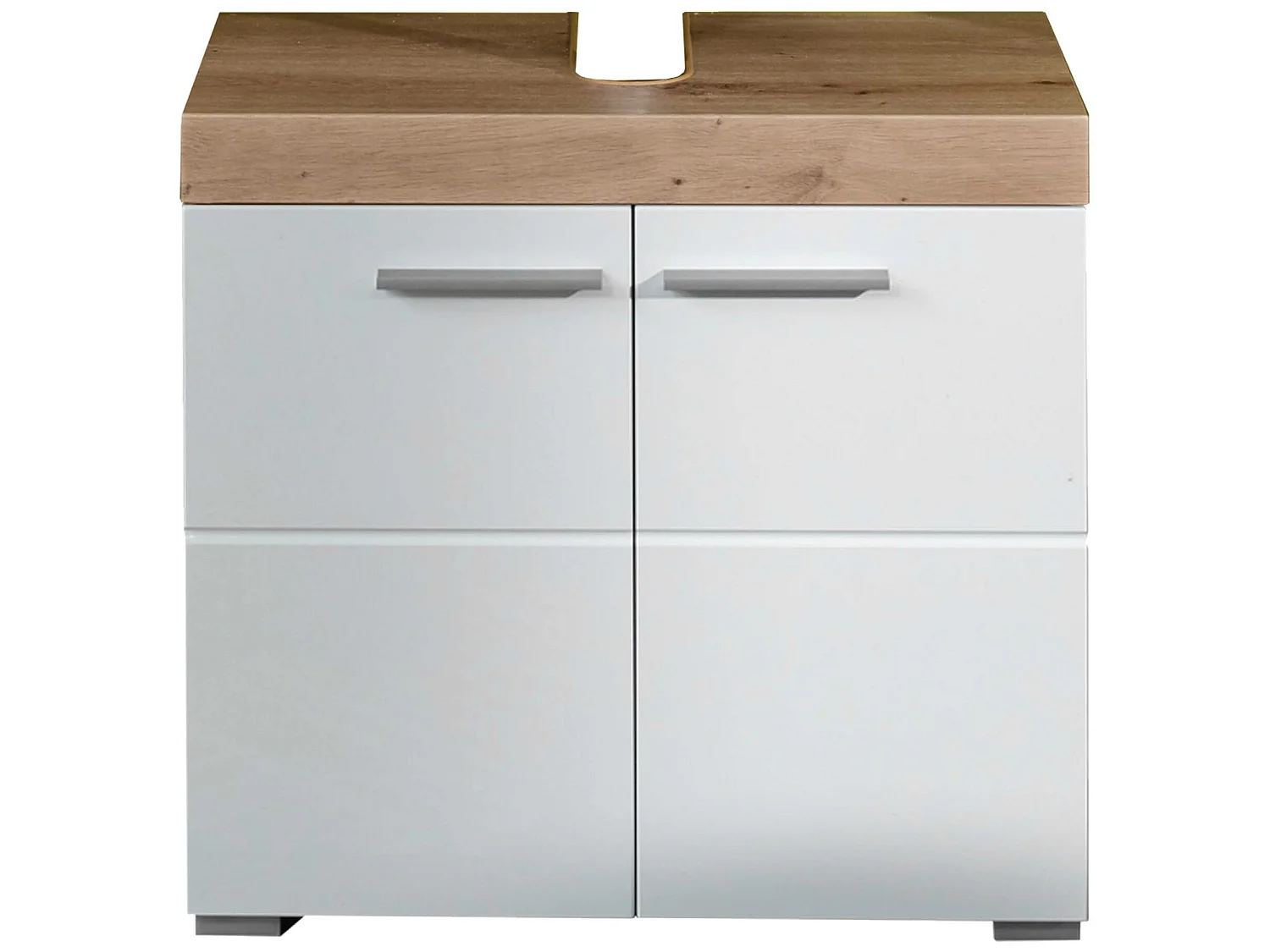 Ensemble salle de bain 2 pièces. mélaminé couleur chêne/blanc brillant L - H - P : 60 - 190 - 34 cm