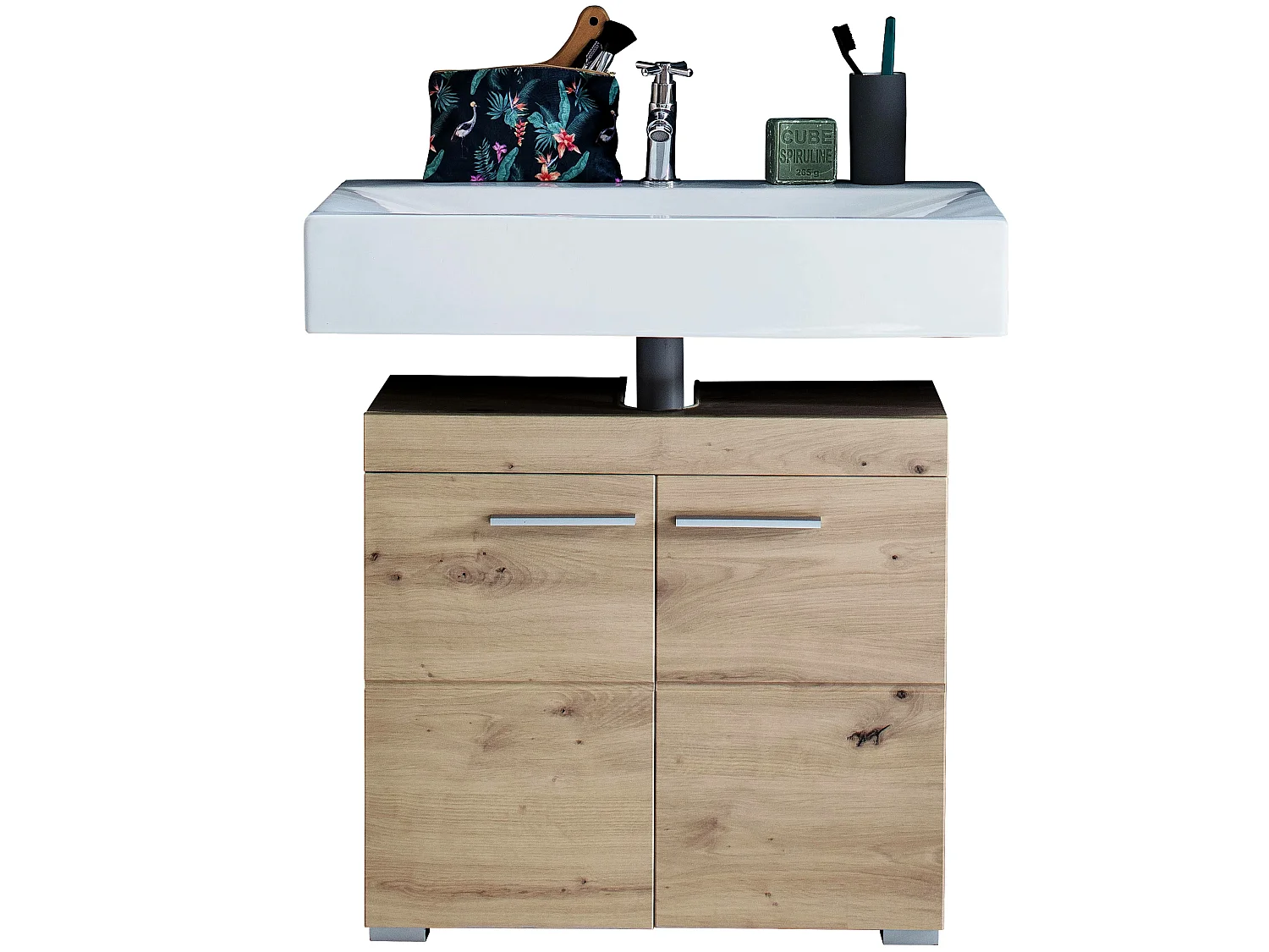 Ensemble salle de bain 2 pièces. mélaminé couleur chêne L - H - P : 60 - 190 - 34 cm