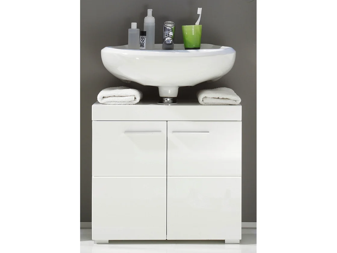 Ensemble salle de bain 2 pièces. mélaminé Blanc Brillant L - H - P : 60 - 190 - 34 cm
