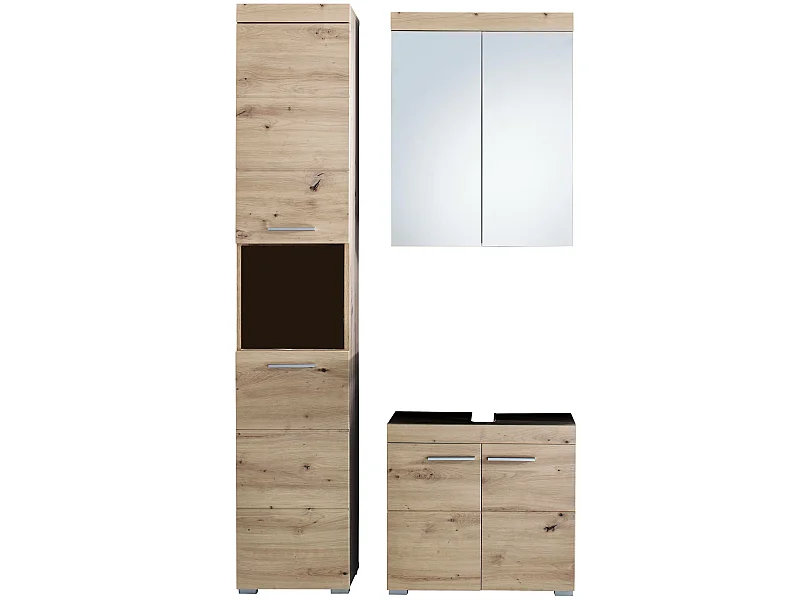 Ensemble salle de bain 3 pièces. mélaminé couleur chêne L - H - P : 112 - 190 - 34 cm