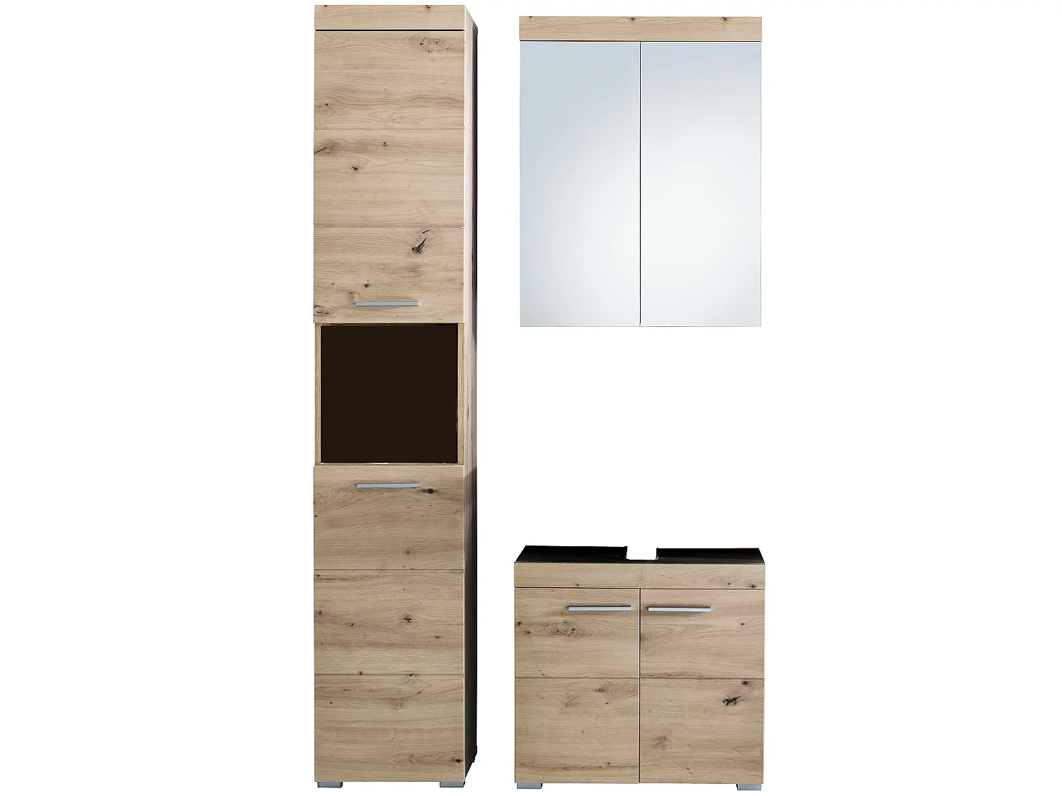 Ensemble salle de bain 3 pièces. mélaminé couleur chêne L - H - P : 112 - 190 - 34 cm