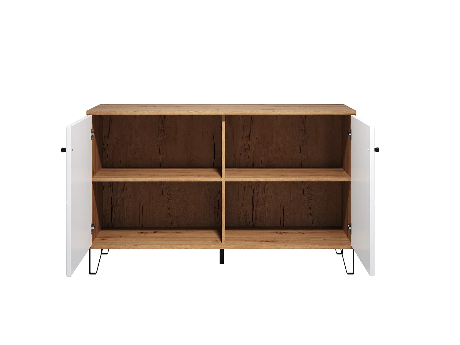 Buffet - Mélaminé chêne- Naturel-blanc - 123 - 76 - 40 cm