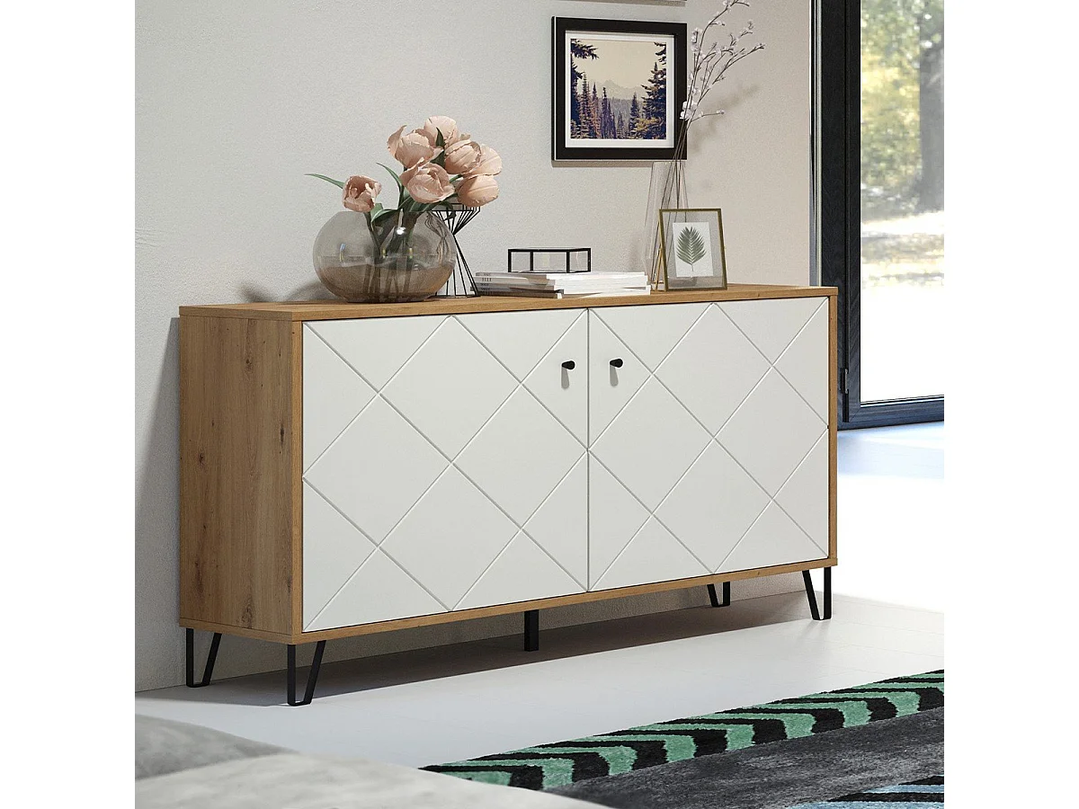 Buffet 2 puertas decoración roble artesanal L123 cm - Touch