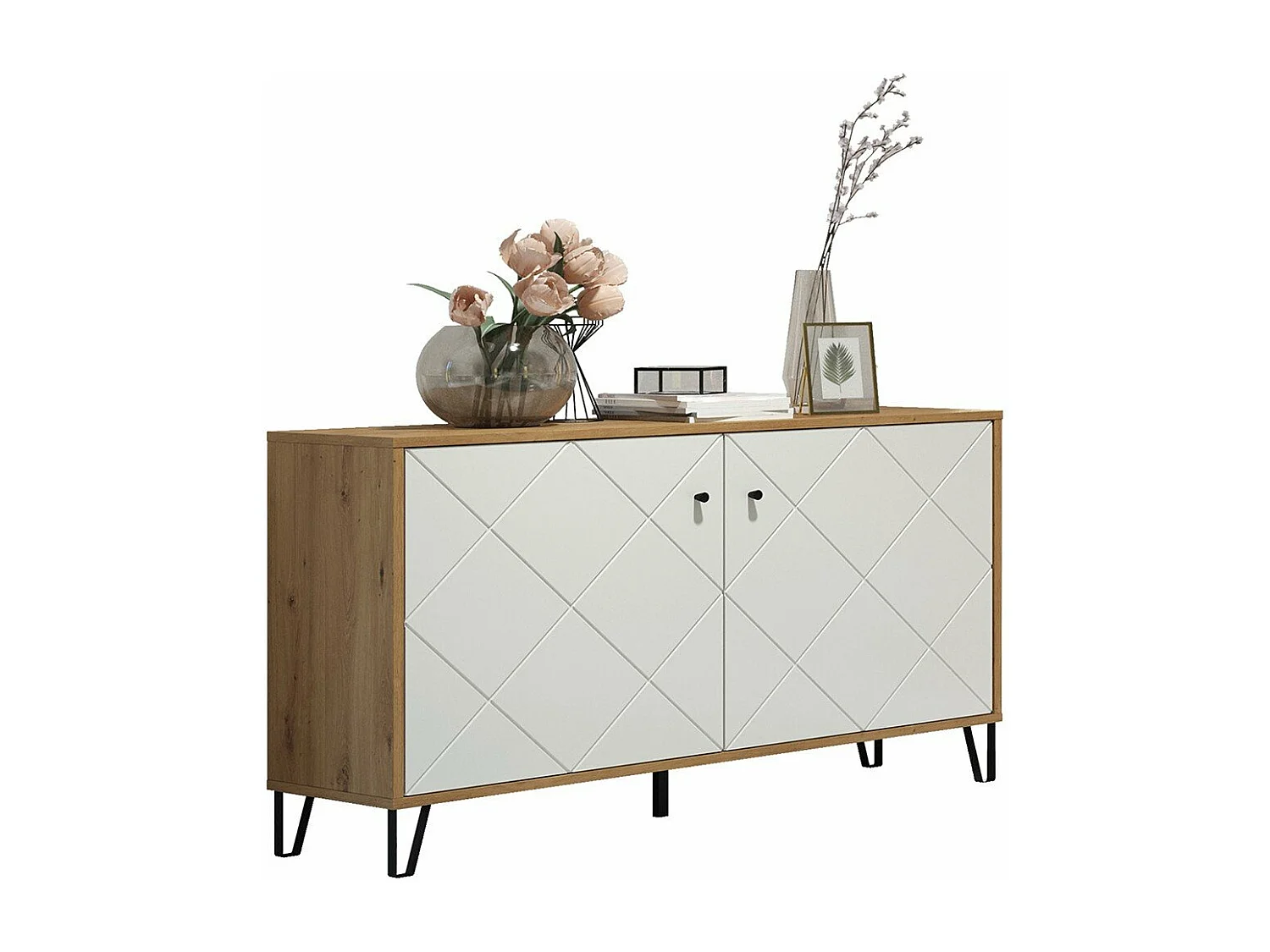 Buffet 2 puertas decoración roble artesanal L123 cm - Touch