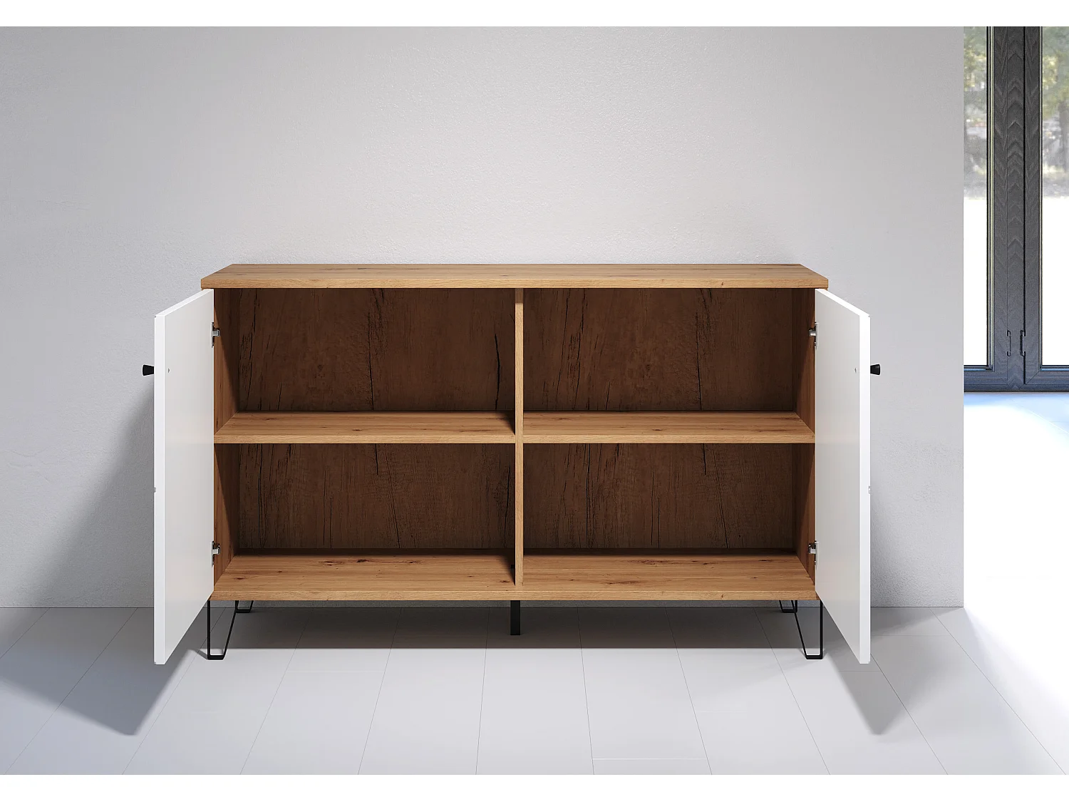 Buffet 2 puertas decoración roble artesanal L123 cm - Touch