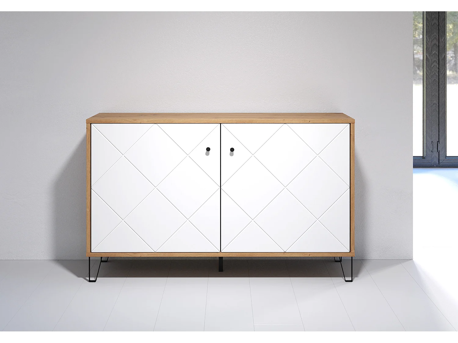 Buffet 2 puertas decoración roble artesanal L123 cm - Touch