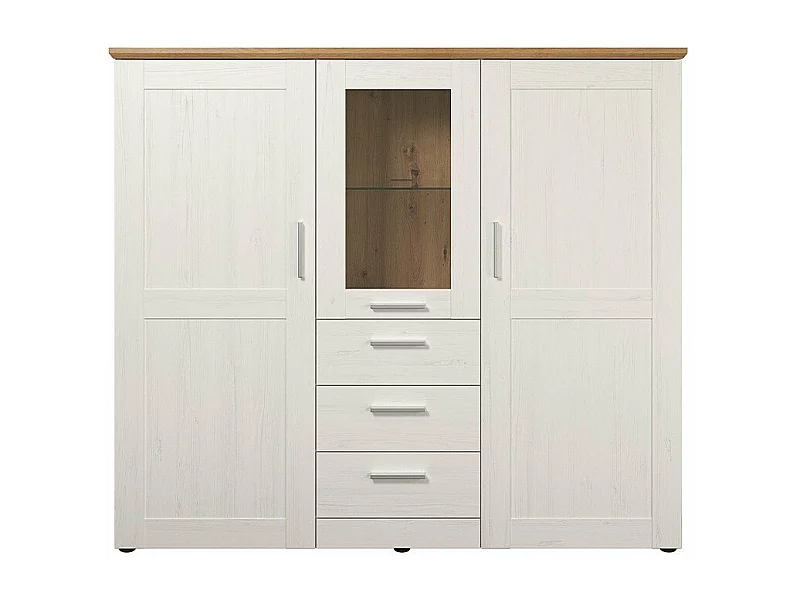 Vaisselier 3 portes dont une avec verre trempé, 3 tiroirs L159 cm - Shade