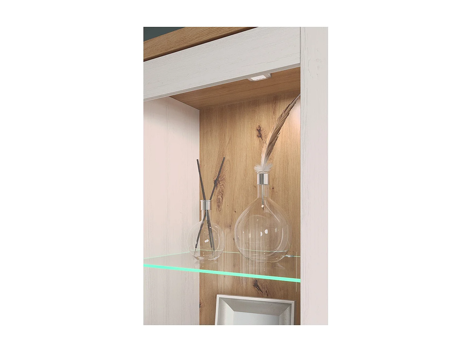Vaisselier 3 portes dont une avec verre trempé, 3 tiroirs L159 cm - Shade