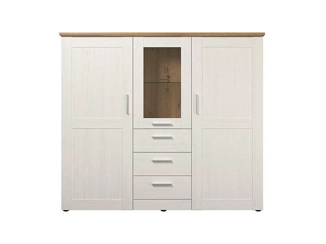Vaisselier 3 portes dont une avec verre trempé, 3 tiroirs L159 cm - Shade