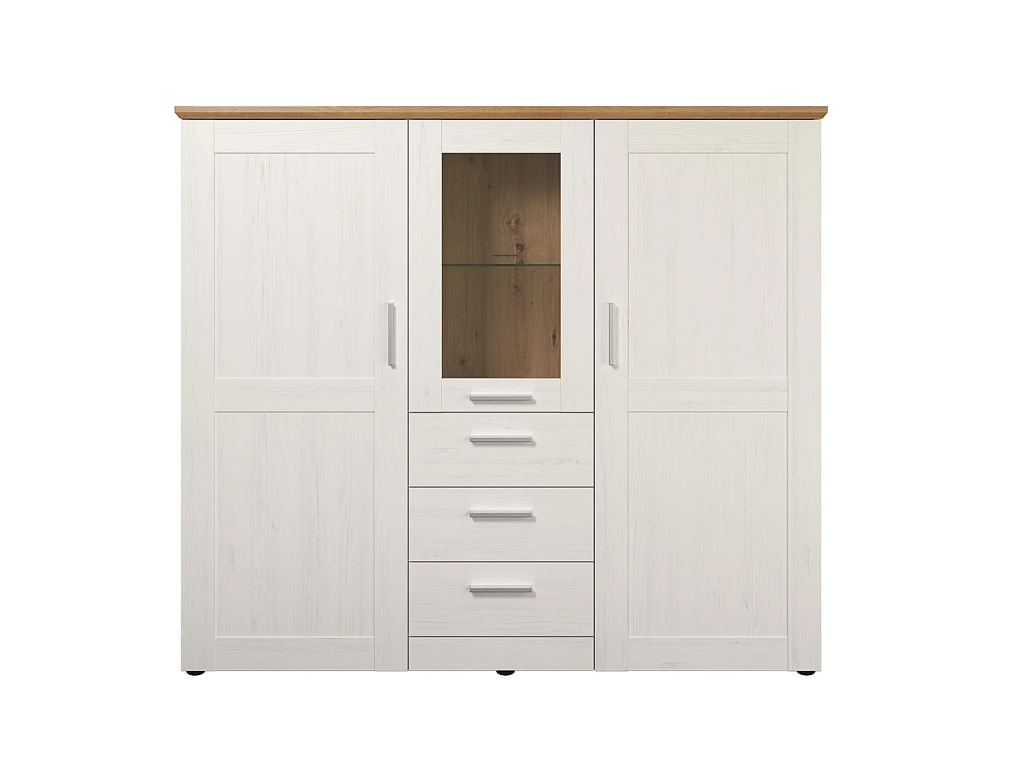 Buffet - Mélaminé - Naturel-Blanc - 159 - 140 - 41 cm