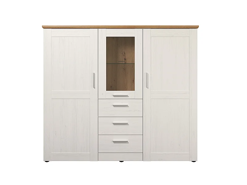 Buffet - Mélaminé - Naturel-Blanc - 159 - 140 - 41 cm