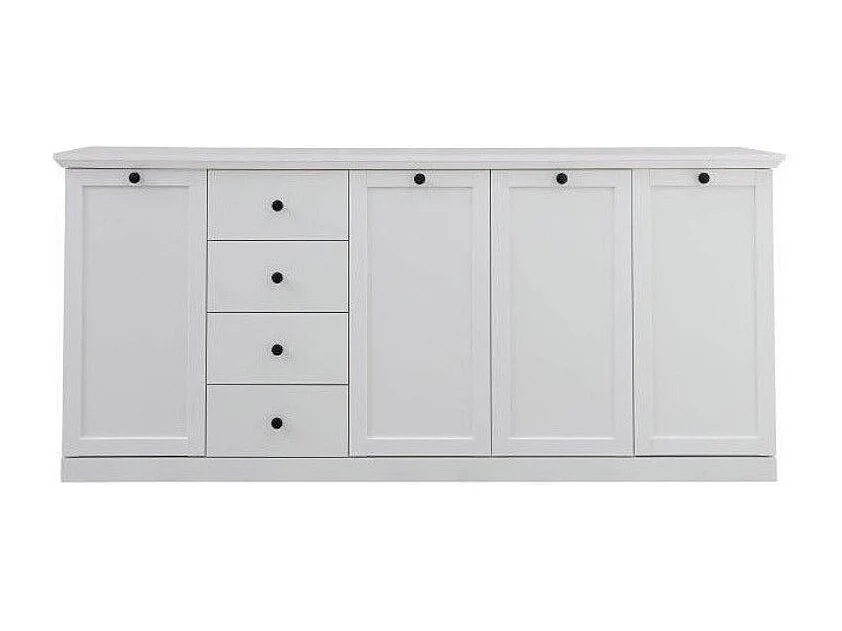 Buffet 4 portes 4 tiroirs blanc style campagnard moderne Valex 195cm