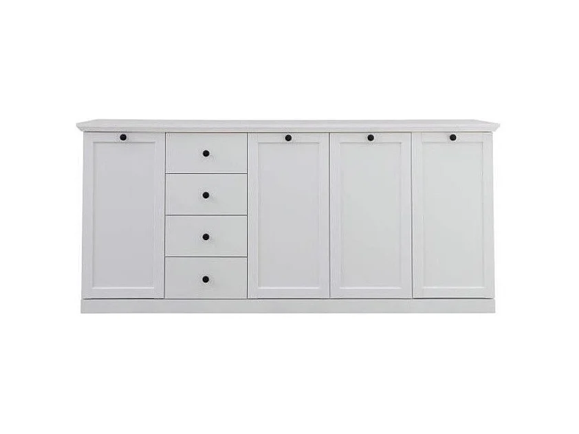 Buffet 4 portes 4 tiroirs blanc style campagnard moderne Valex 195cm
