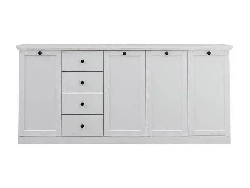 Buffet 4 portes 4 tiroirs blanc style campagnard moderne Valex 195cm